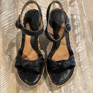Born Black Sandals with Ankle Strap and Platform Sole
